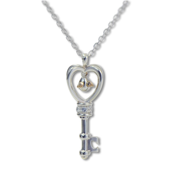 シルバーネックレス（鍵モチーフ）【天使883CZ】